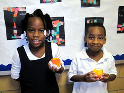 Students enjoying the Fresh Fruit and Vegetable Program