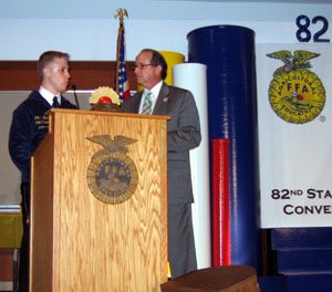 Photo of FFA President Eric Nelson and Secretary Fisher at the 2011 FFA convention