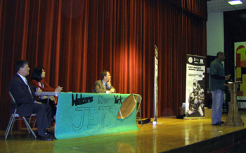 Photo of Jets and other officials at Halsted Middle School
