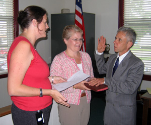 Photo of McKittrick taking oath of office