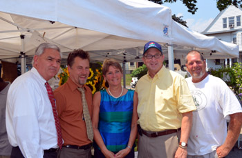 Photo of Secretary Fisher, Jef Buehler, John Sayers and Denise Esposito at the West Orange Farmers Market