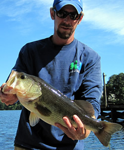 Biologist with largemouth bass