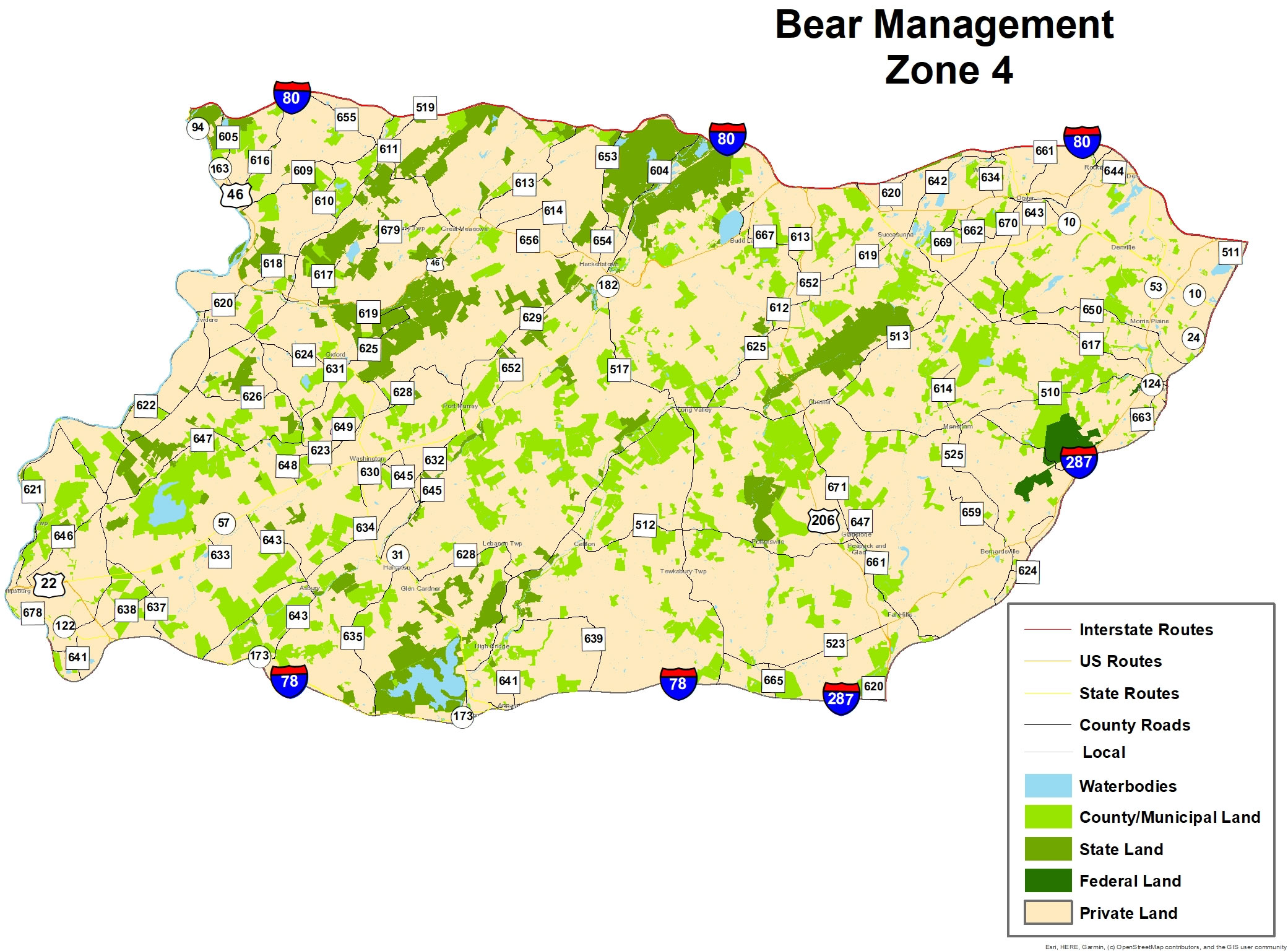 NJDEP Division of Fish & Wildlife Black Bear Hunt Zones and Area