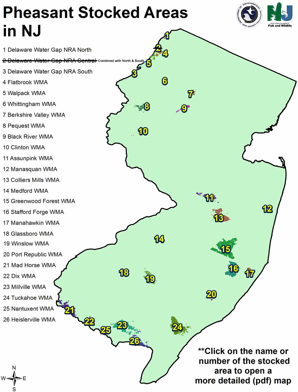NJDEP Division of Fish & Wildlife Pheasant Stocking Map