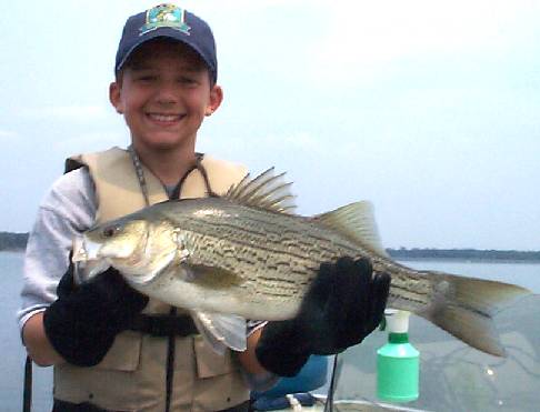 Brian Czapala with hybrid striper