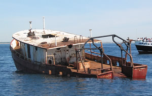 Boat sinking on artificial reef
