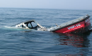 Boat sinking on artificial reef