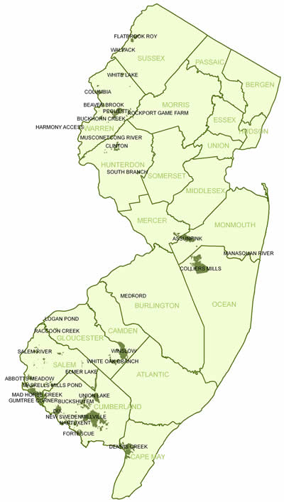 Map showing WMAs with leasees