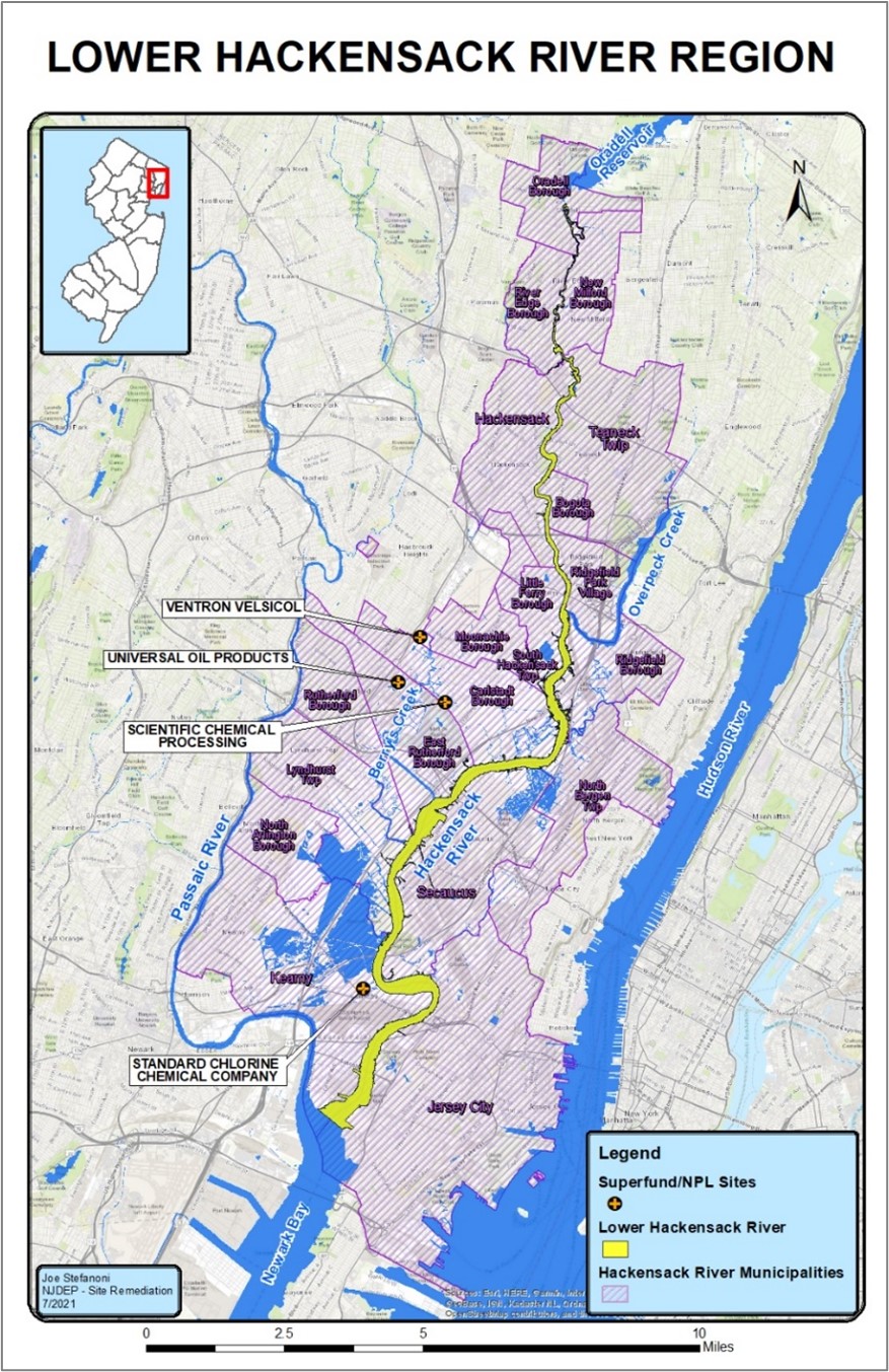 Lower Hackensack River NJ Detailed Map