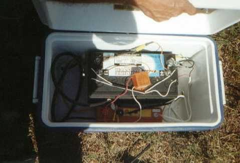 Electricity via solar panel, marine battery, charger, and solar module