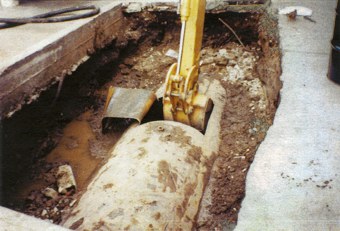 Photo of the 2000 gallon underground storage tank being removed.