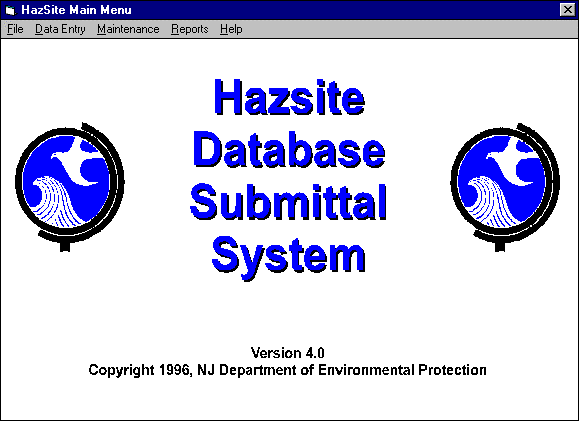 Hazsite Application Introductory Screen