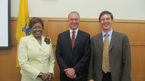 Dir. of the NJDOE's Office of Governance and Leadership, Elaine Davis, acting Education Commissior Chris Cerf and Benjamin Fenton, founder of New Leaders for New Schools