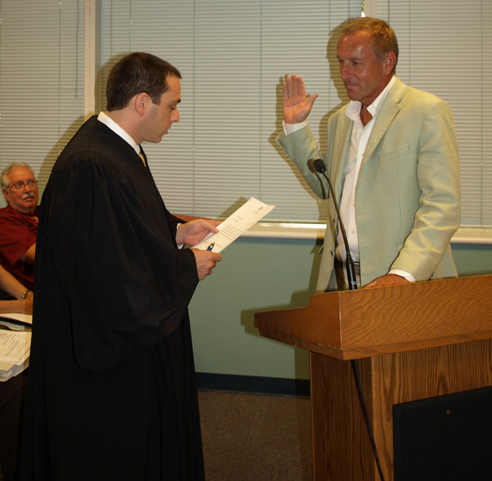 Mark W. Biedron of Tewksbury Township, is sworn in as a member of the State Board of Education, by the Honorable William Anklowitz.