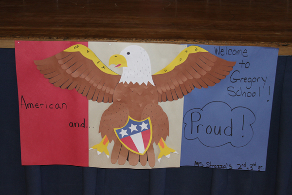 Students in West Orange take part in a Holiday Greetings to the Troops assembly
