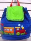 train backpack with cloth appliques
