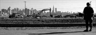 Guardsman observes the New York City Skyline