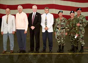 Seven generations of troop cammanders lined up