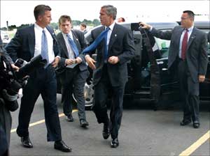 President arriving at the hanger