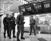 Soldiers standing on guard