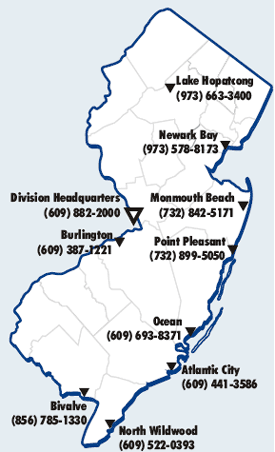 NJ Map of NJSP Marine Stations