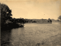 "Mead's Basin west of Little Falls." [Mountain View; may be the Pompton River, looking south toward the Pompton Aqueduct]