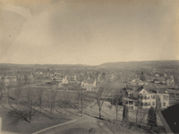 "Hackettstown, Canal on the North East." [possibly taken from Centenary College; canal on the left center; looking northeast]