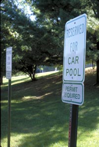 Reserved parking spaces are for carpools photo.