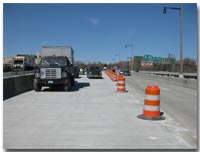 This view is of the newly placed concrete deck riding surface on the 12th Street Viaduct photo.