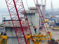 Work on the Route 35 Victory Bridge is under way in Middlesex County.