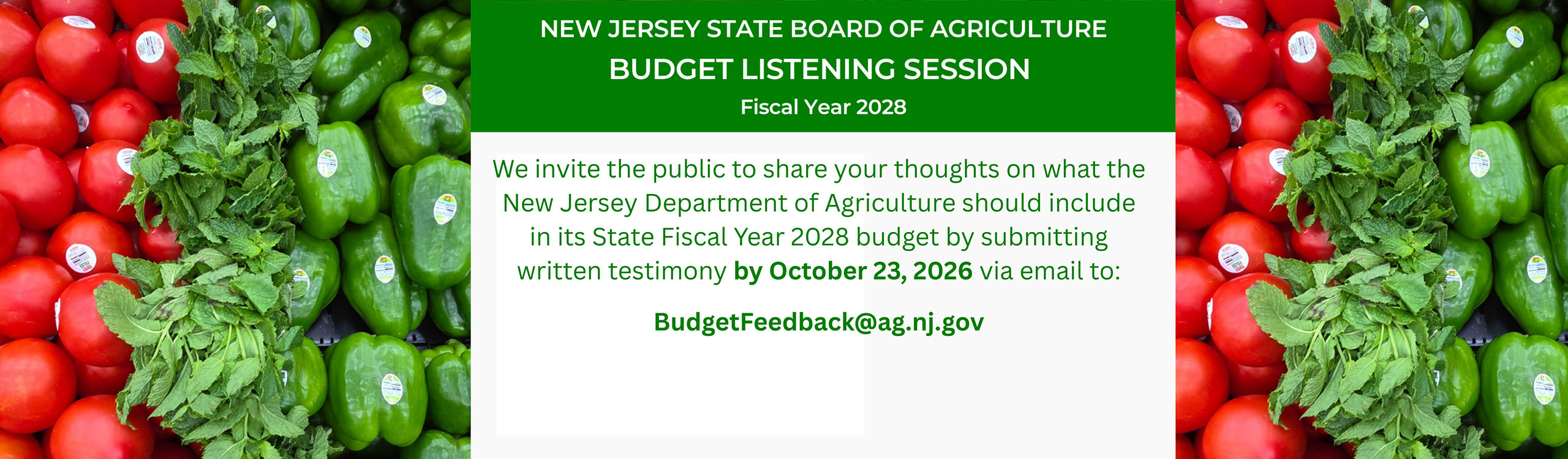 Register for the New Jersey State Board of Agriculture Budget Listening Session.