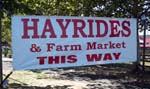Photo of hayride sign at Johnsons Farm