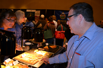 Photo of Erik Korman of Cliffside Park Schools perusing the food offerings