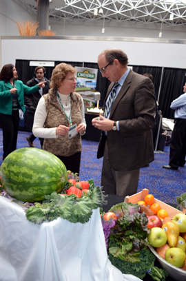Photo of Janet Hawk of NJSNA and Secretary Fisher at the USDA Foods Show