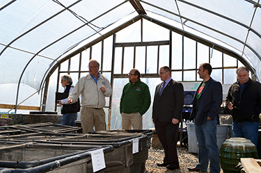 Photo i.d., left to right: Steve Wagner, former State Board of Agriculture member, Dave Scott, owner of Laurel Oak Garden Center, Douglas Fisher, NJ Secretary of Agriculture, Assemblyman Bob Andrzejczak, Dominick Mondi, NJ Nursery and Landscape Association Exec. Dir., Angelo Trapani, State Board of Agriculture member