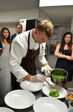 Photo of Christopher Albrecht at practice for Great American Seafood Cook Off