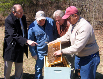 Photo of Secretary Fisher, Angelo Trapani, Scott Ellis and Tim Schuler