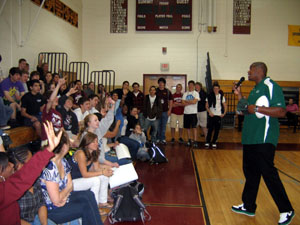 Photo of D'Brickashaw Ferguson of the NY Jets at Summit High School