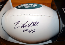 Photo of an autographed NY Jets football - Click to enlarge