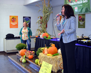 Photo of Rose Tricario speaking at Lounsberry Hollow School