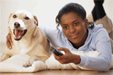 photo - girl and dog watching TV