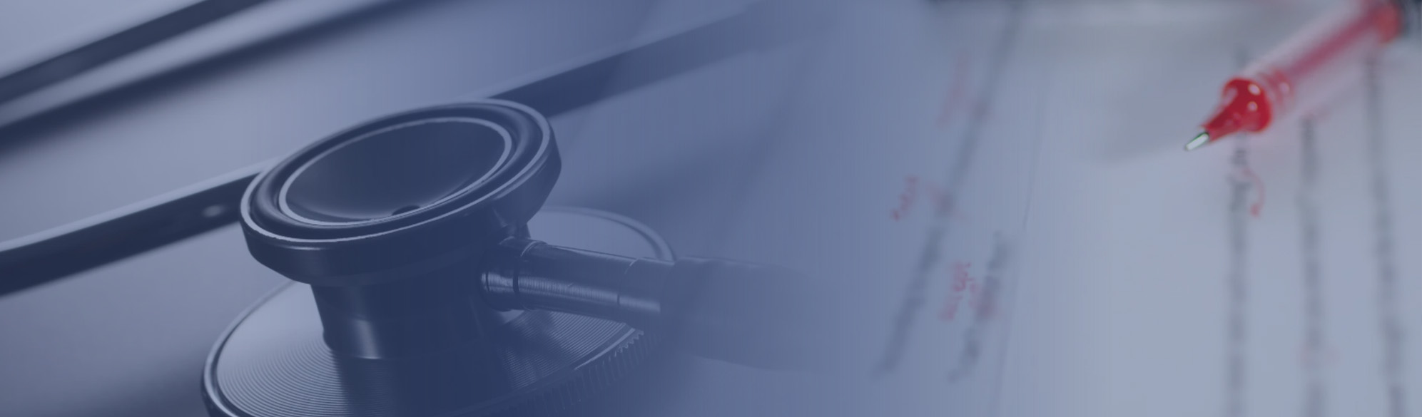 Graphic: stethoscope and contract with red ink