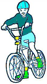 Child wearing helmet on bicycle