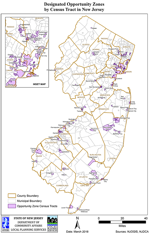 Designated Opportunity Zones map of NJ