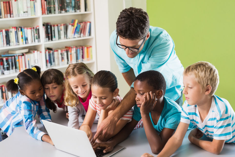 teacher with students