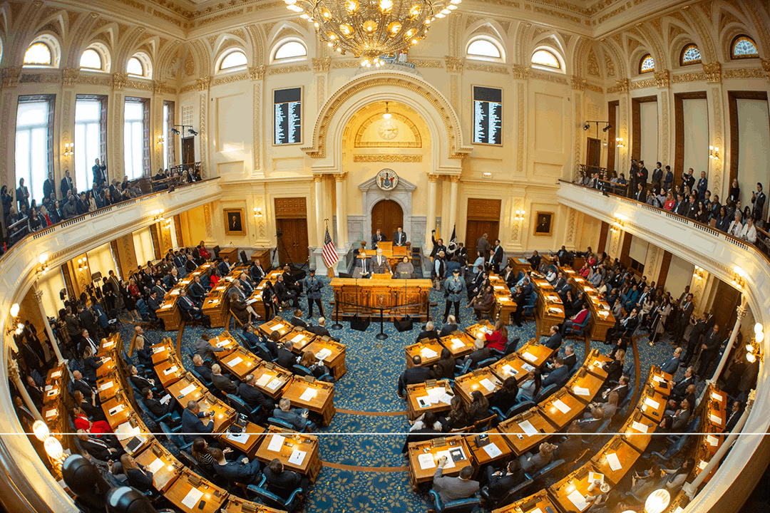 NJ state flag with state seal
