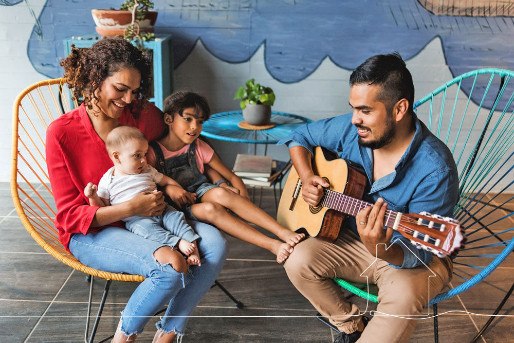 father and daughter on a couch
