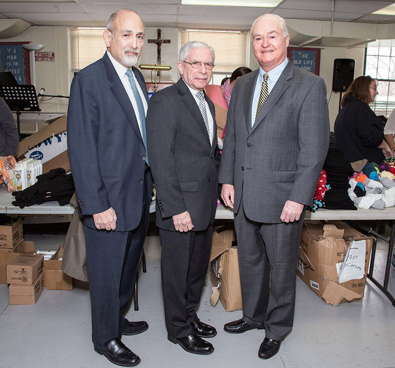 Monmouth County Human Services Acting Director Jeffrey Schwartz, NJ DCA Commissioner Charles A. Richman and Freeholder John P. Curley visit the NJ Counts event at the Jersey Shore Rescue Mission in Asbury Park.