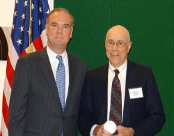 NJDEP Commissioner Bob Martin (on left) and Leonard Berkowitz, Co-Chairman of the Berkeley Heights Environmental Commission