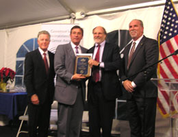 Ernest Troiano, Jr., Mayor, City of Wildwood, receiving a Clean Water New Jersey Category Awards from Governors Florio and Corzine and NJDEP Acting Commissioner Mauriello.